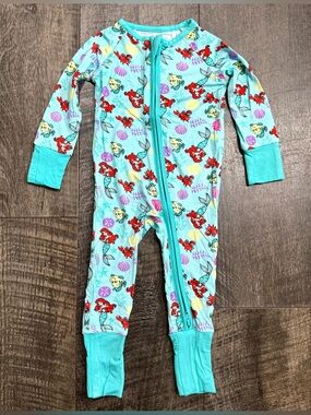 Bamboo Zipper Sleeper The Little Mermaid “Part of Your World” Print • Aqua • 3-6